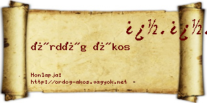 Ördög Ákos névjegykártya
